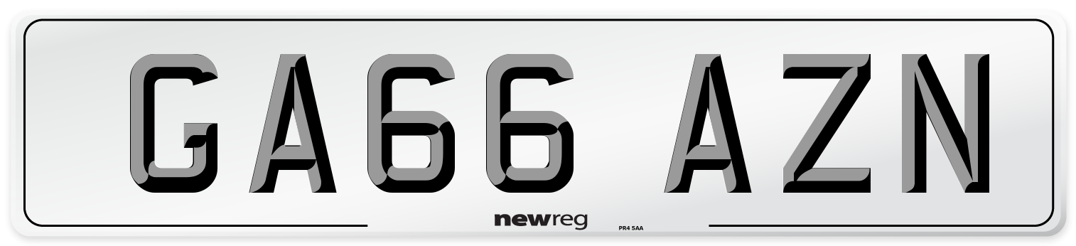 GA66 AZN Number Plate from New Reg